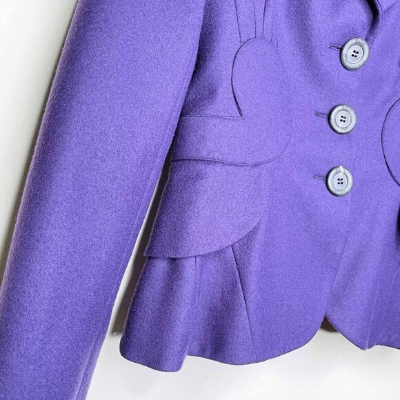 john galliano 00's purple wool skirt suit - size 6 - Picture 4 of 13